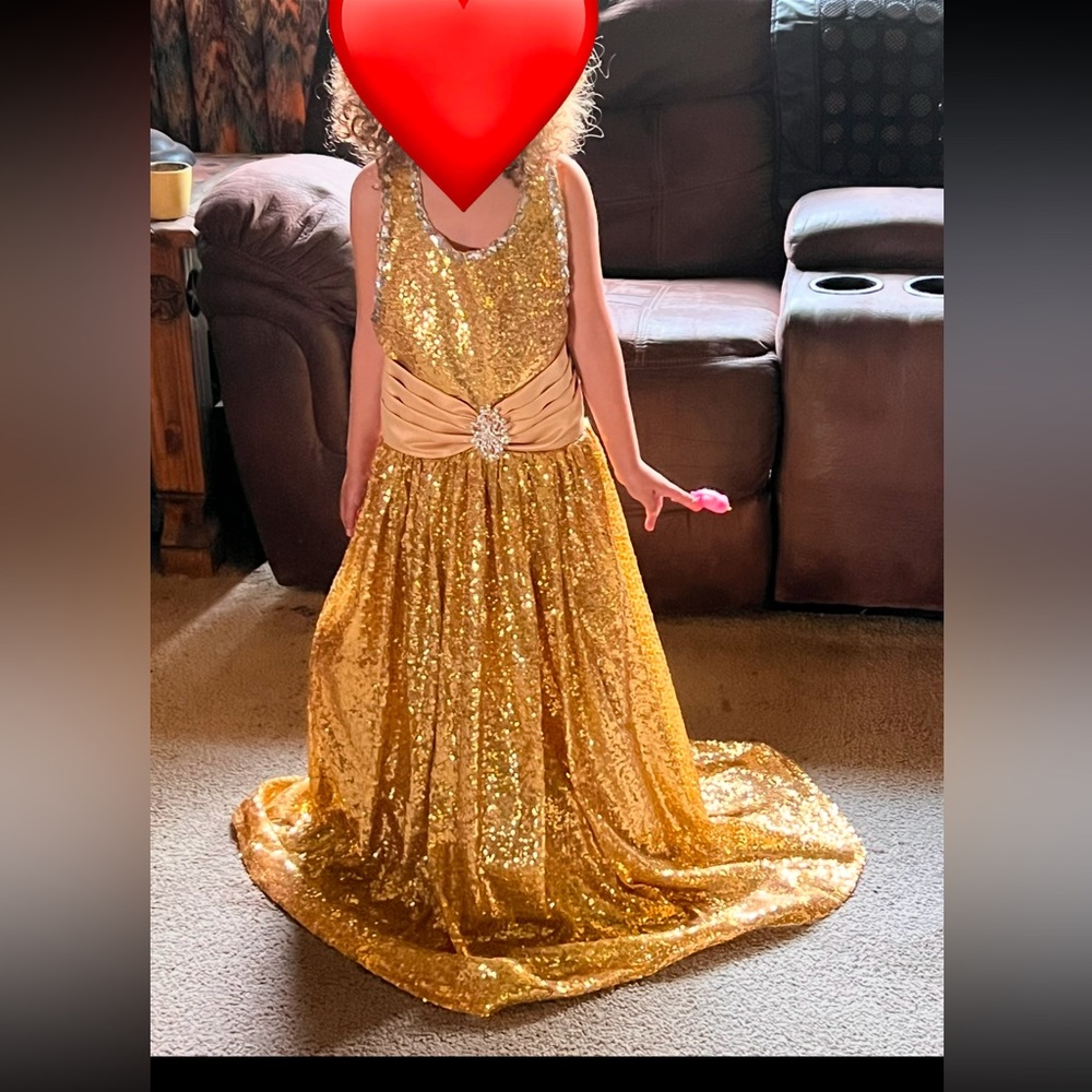Golden formal gown for little girl